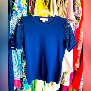 Michael Kors laced sleeves blue Shirt